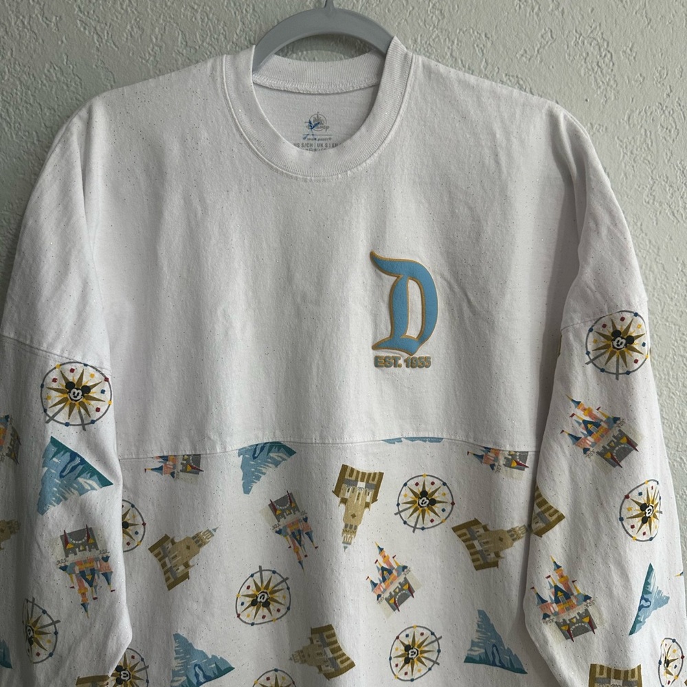 Disneyland Resort Spirit Jersey White Allover Print Long Sleeve Top Size S - Picture 6 of 16